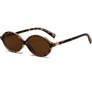 Retro Oval Sunglasses Women  Trendy 90s Vintage Round Tortoise Brown Sunnies
